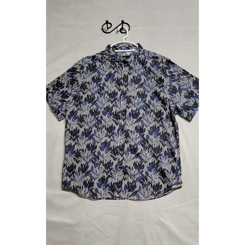 White W/ Black/Navy Floral Print Robert Graham SS Button Shirt Size XXL
